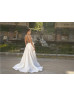Plunging V Neck Beaded Ivory Lace Tulle Sexy Wedding Dress